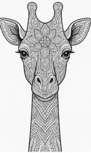 Eine hübsche Mandala-Giraffe zum Ausmalen.