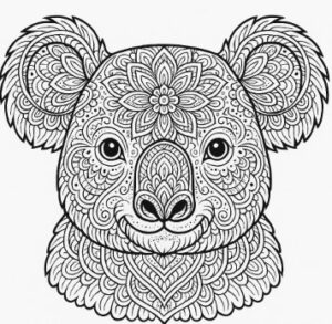 Ein putziger Koala als Mandala-Ausmalbild.